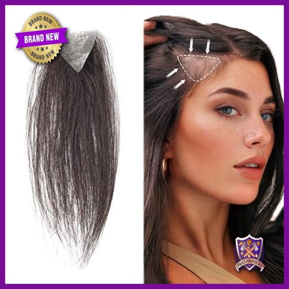 Human Hair Tape-On Triangle Hair Patch for Hair Loss Temples 2Pcs main image 6